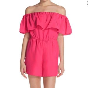NWOT Hot Pink Off the Shoulder Romper